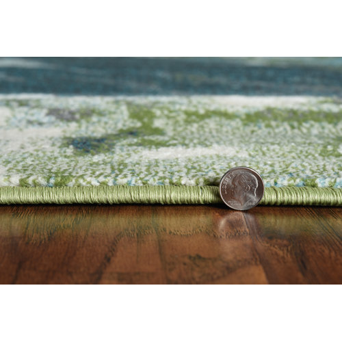 Wrought Studio Strouth Performance Teal/Gray Rug & Reviews Wayfair